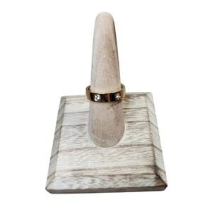 18K Gold Plated Stainless Steel Gold Ring with CZ Stone Size 8